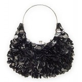 Evening Bag - Sequined & Beaded w/ Frame – Black – BG-8019BK